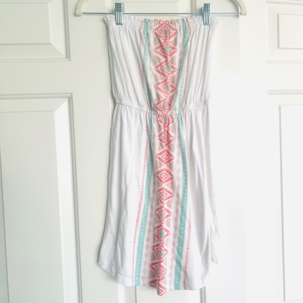 Billabong Strapless Dress with Pink and Green Patterns